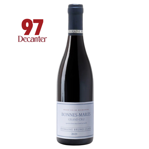 Domaine Bruno Clair Bonnes Mares Grand Cru Bottle of wine with a '97 Decanter' rating on a white background