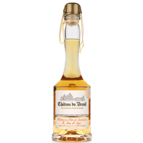 Bottle of Château du Breuil Calvados on a white background