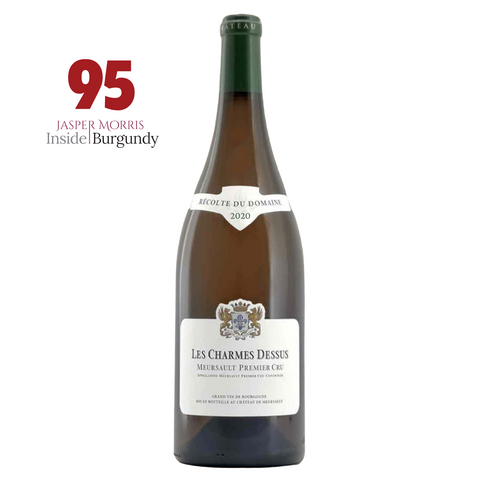 Wine bottle with a label and a rating on a white background