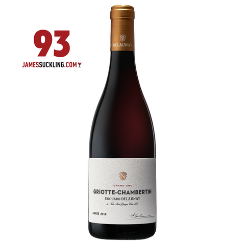Wine bottle with a James Suckling score of 93 on a white background