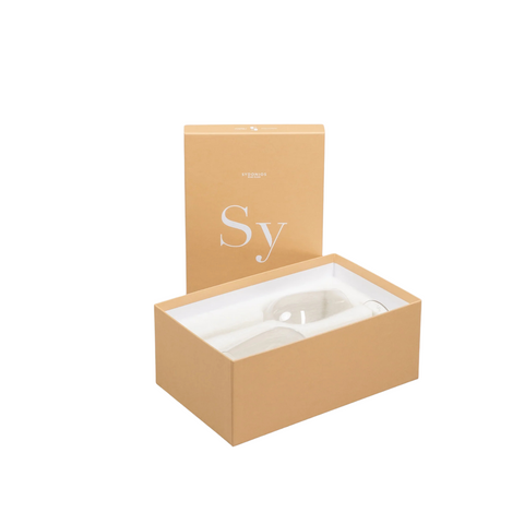 Beige box with Wine Glasses inside on a white background