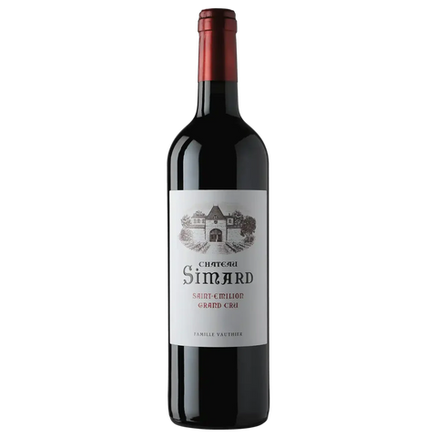 Chateau Simard Red wine bottle with 'Chateau Simard' label on a white background