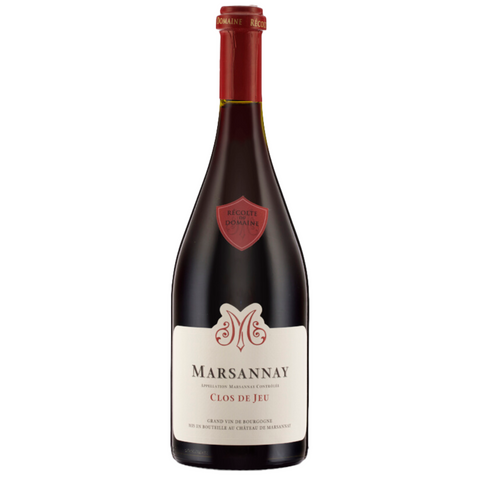 Chateau de Marsannay Wine bottle with Marsannay label on a white background