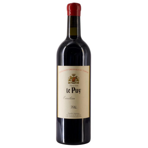 Le Puy Red Wine bottle labeled 'Le Puy' on a white background
